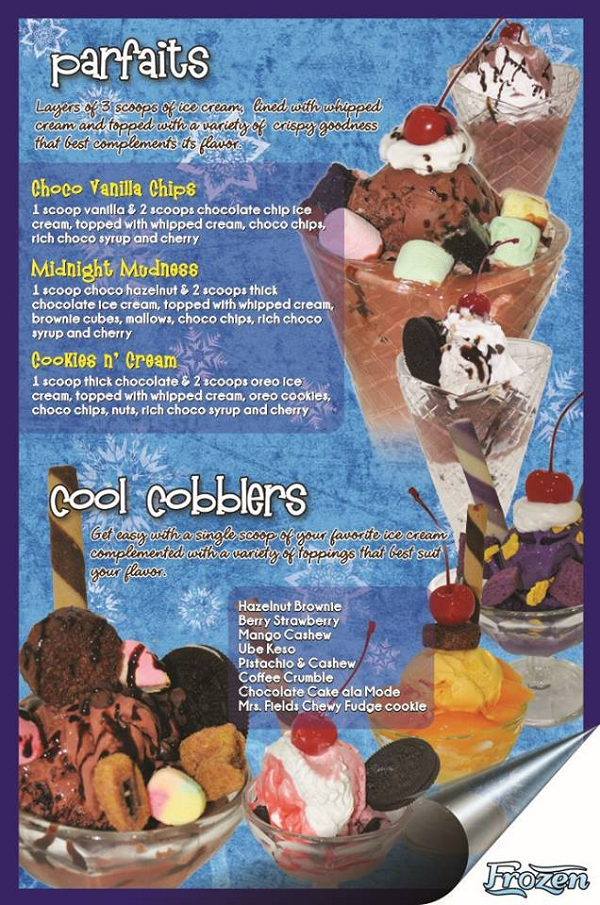 Frozen Snack Bar menu