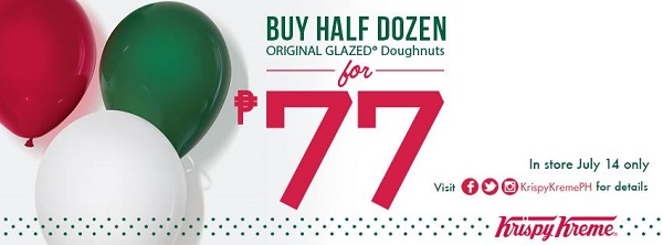Buy half dozen Krispy Kreme Original Glazed for 77 pesos